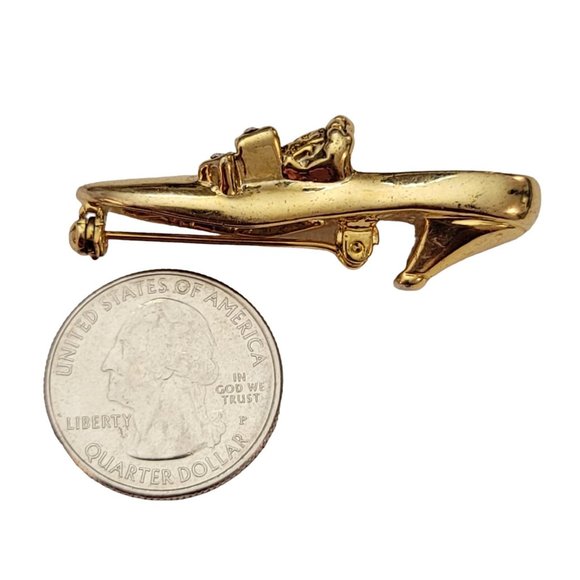 1928 Brand Gold Tone Clear Rhinestone Shoe Brooch Pin K690 - Picture 6 of 8